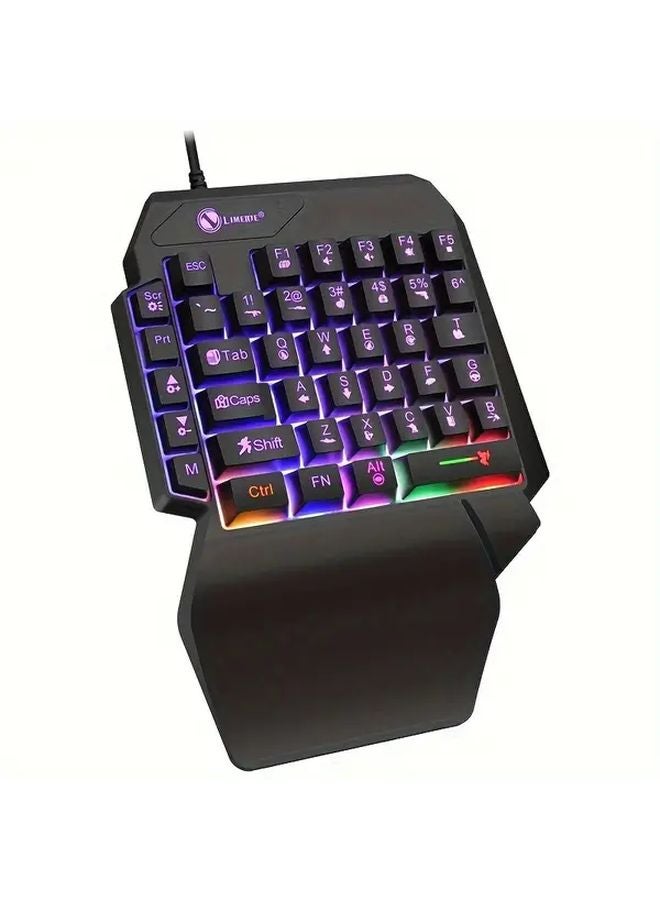Black Single Hand Gaming Keyboard Ergonomic Portable RGB Backlit 35 Key Mini Keypad - Image 4